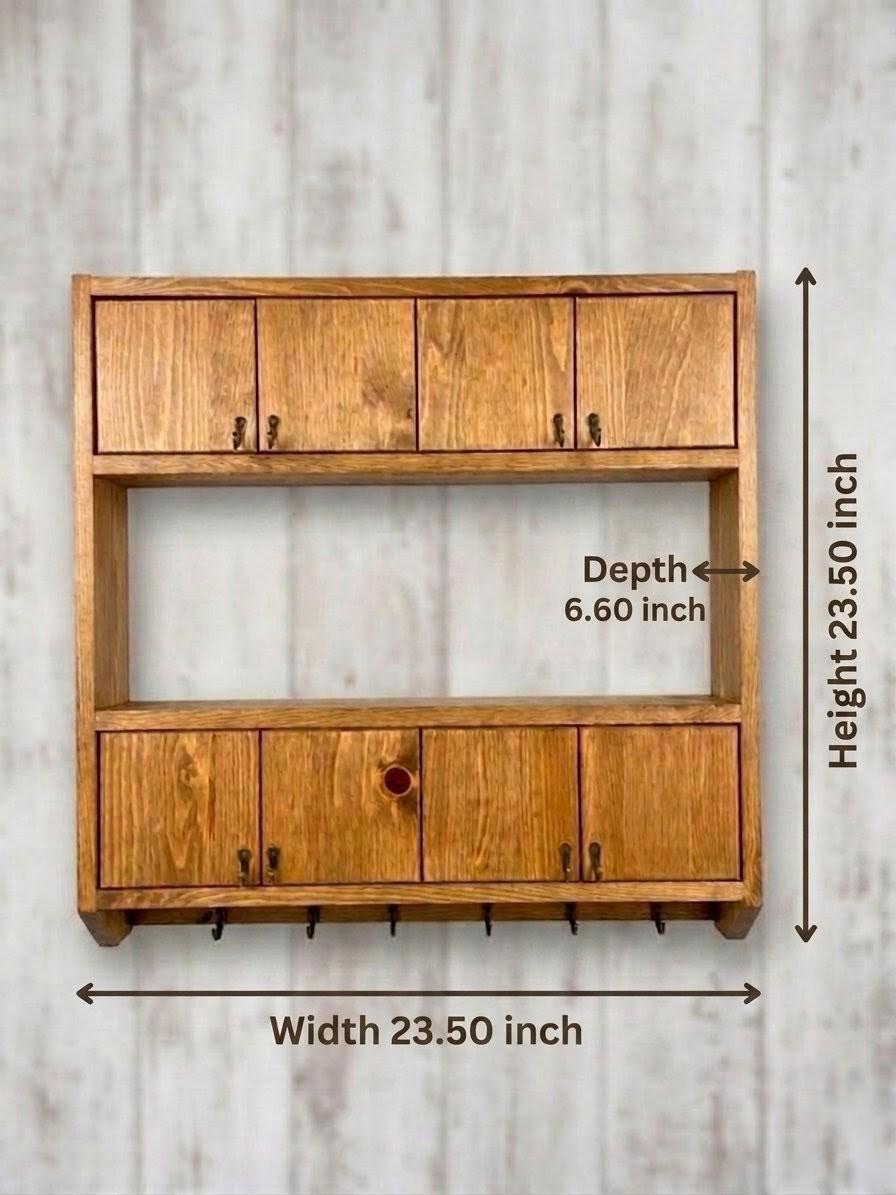 Handmade Wooden Wall Shelf, Spice Rack, Rustic Style Hanging Shelf, Solid Wood Wall Shelf for Kitchen