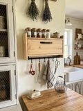 Handmade Wooden Wall Shelf, Spice Rack, Rustic Style Hanging Shelf, Solid Wood Wall Shelf for Kitchen