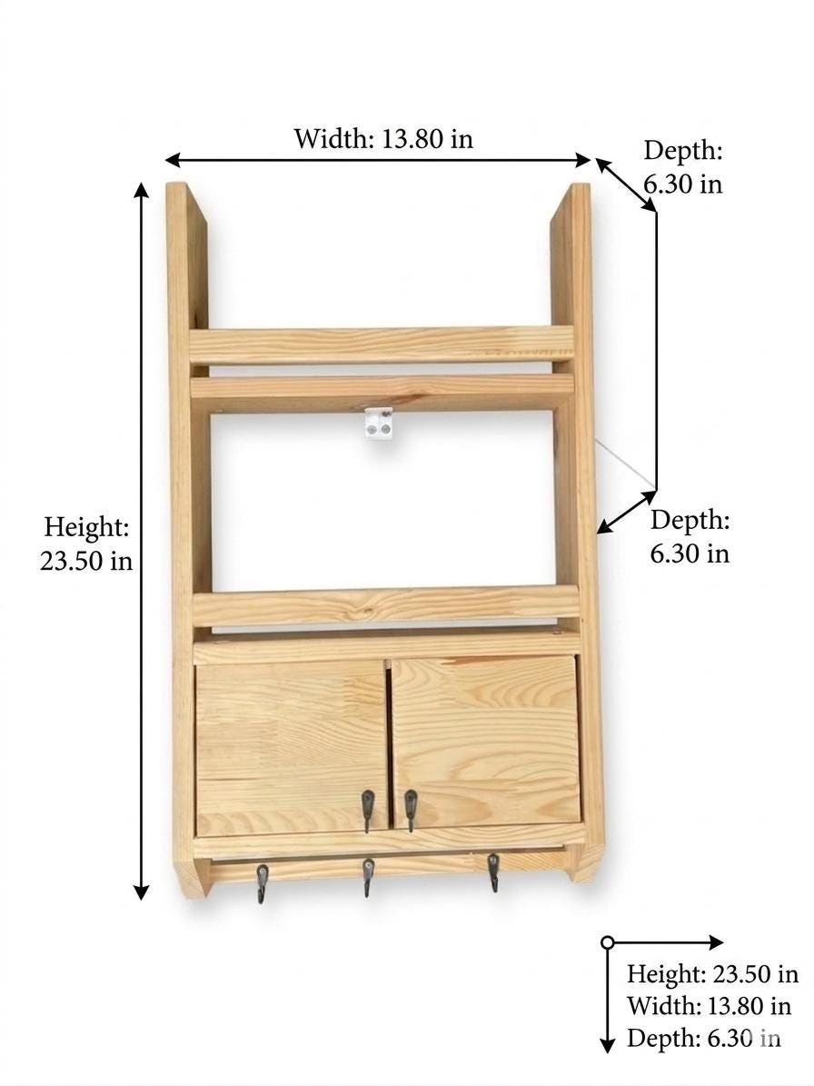 Handmade Wooden Wall Shelf, Spice Rack, Rustic Style Hanging Shelf, Solid Wood Wall Shelf for Kitchen