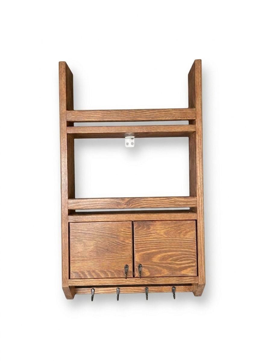 Handmade Wooden Wall Shelf, Spice Rack, Rustic Style Hanging Shelf, Solid Wood Wall Shelf for Kitchen