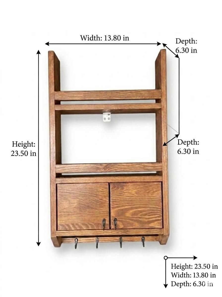 Handmade Wooden Wall Shelf, Spice Rack, Rustic Style Hanging Shelf, Solid Wood Wall Shelf for Kitchen