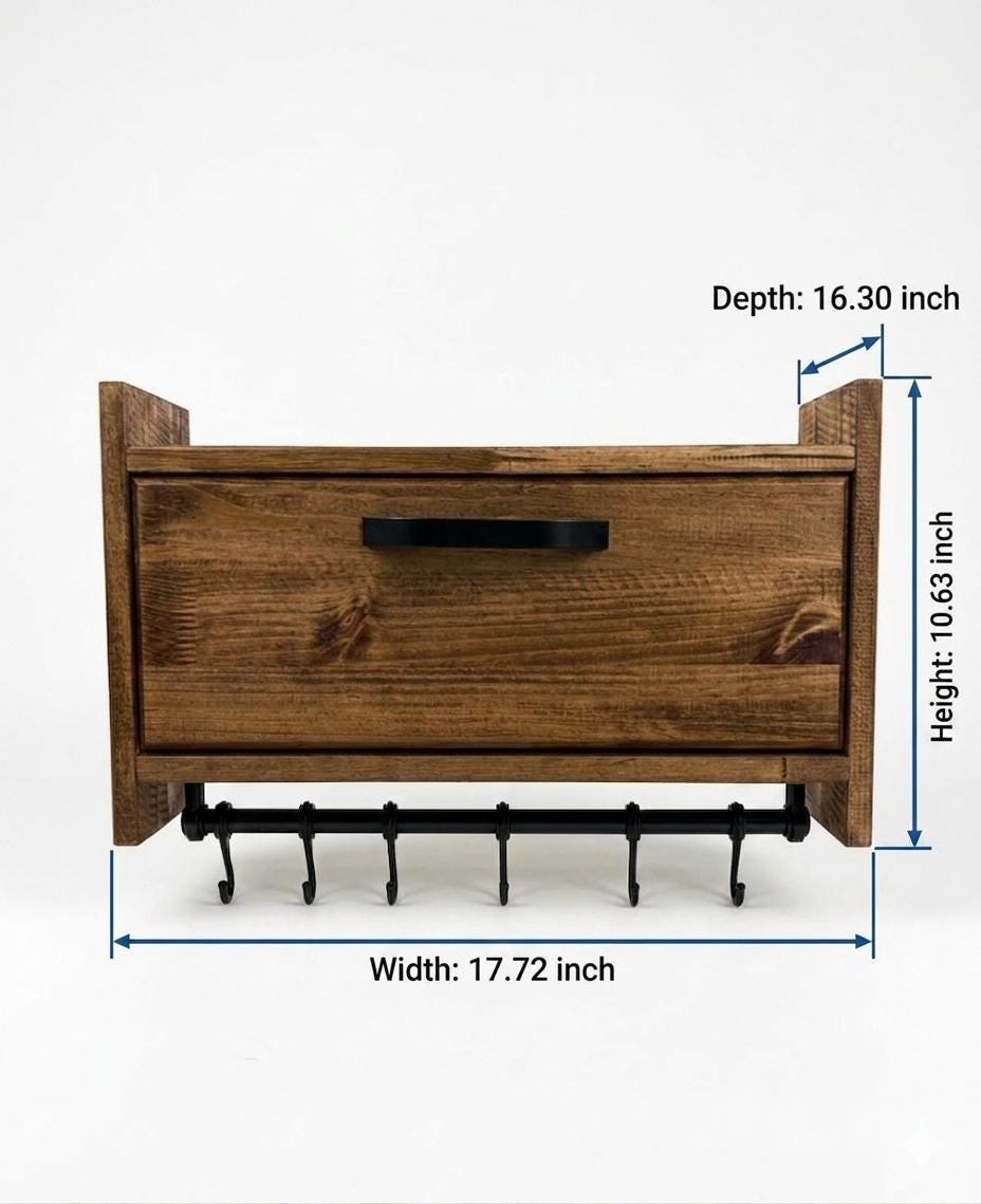 Handmade Wooden Wall Shelf, Spice Rack, Rustic Style Hanging Shelf, Solid Wood Wall Shelf for Kitchen