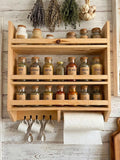 Handmade Wooden Wall Shelf, Spice Rack, Rustic Style Hanging Shelf, Solid Wood Wall Shelf for Kitchen