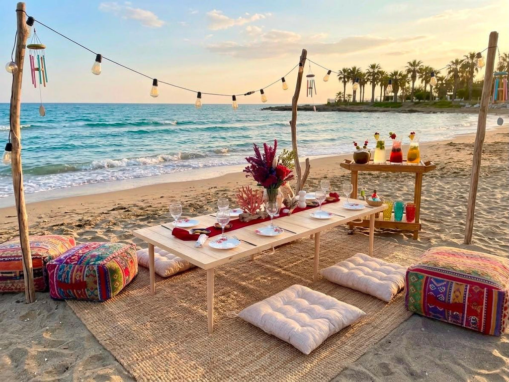 Handmade Wood Picnic Table,(28x71 H13-19)Boho Table, Bride Party Decor table, Wooden table, Camp table, Portable Picnic table, Balcony table