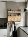 Handmade Wooden Wall Shelf, Spice Rack, Rustic Style Hanging Shelf, Solid Wood Wall Shelf for Kitchen
